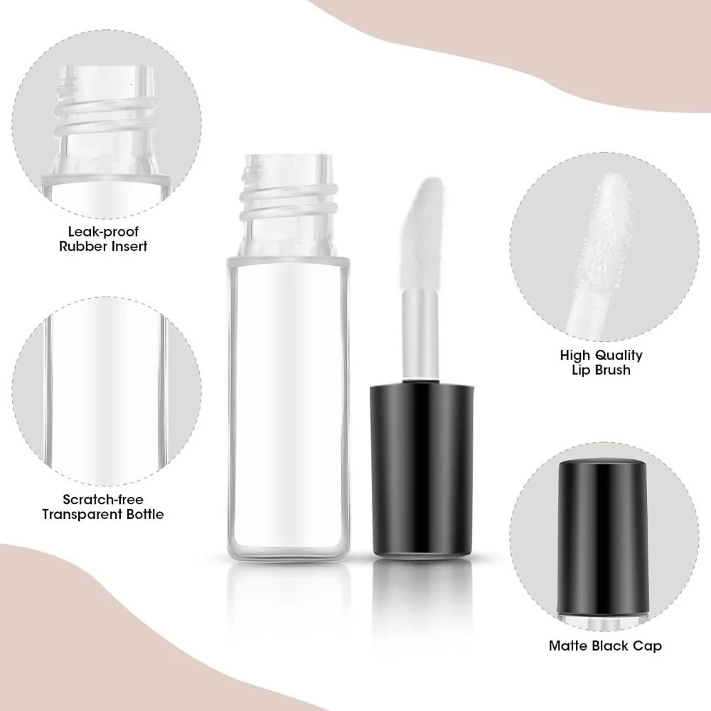 100PCS 1.2ML Empty Clear Mini Lip Gloss Tube Mini Refillable Lip Balm Bottles with Rubber Inserts for DIY Makeup Containers 241225