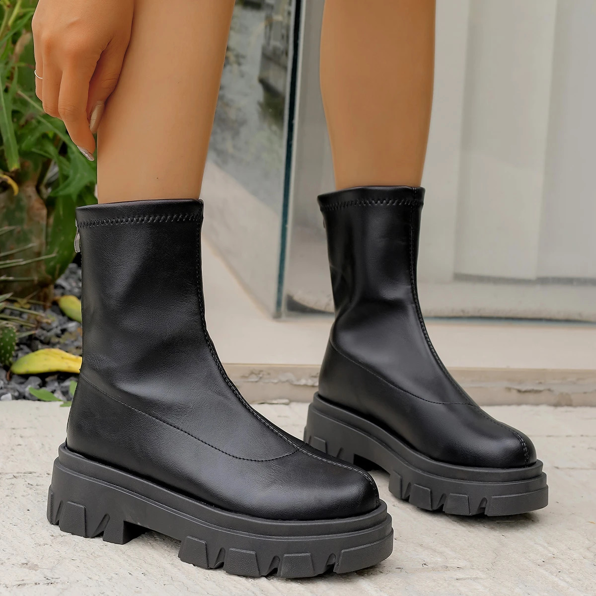 Women Chelsea Boots Winter Warm Comfortable Boots Women Non Slip British Style Zipper Goth Shoes for Women Botas De Mujer 241226
