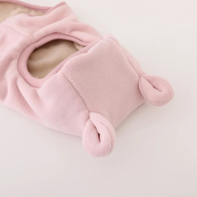 Winter Cartoon Bear Ear Baby OnePiece Hat Kids Warm Protection Cap for Boy Girl Windproof Hood Beanies Plush Balaclava 241225