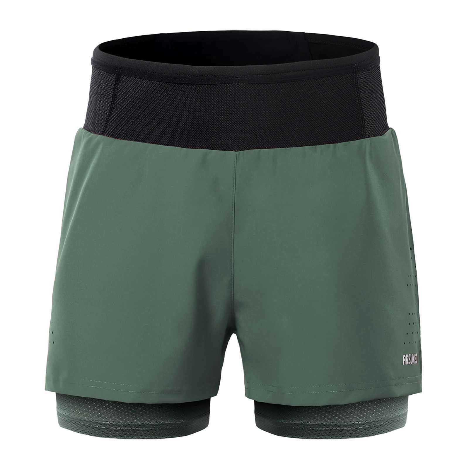 Men 2 in 1 Running Shorts High Waist Athletic Shorts Sport Shorts Workout Shorts with Pockets for Gym Jogging TennisXJ241226