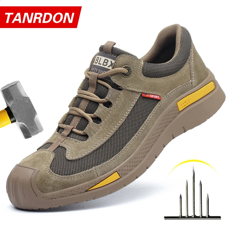 Work Shoes Hollow Breathable Steel Toe Boots Lightweight Safety Work Shoes Anti-slippery For Men Women Male Work Sneaker 241226