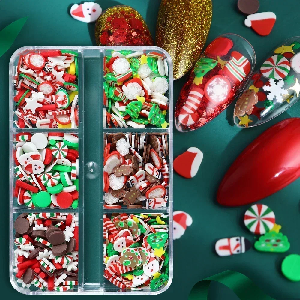 Christmas Nail Charms Sprinkle Polymer Clay Slices Slimes Flake DIY Snowflakes Xmas Nail Accessories Holiday Manicure 241226