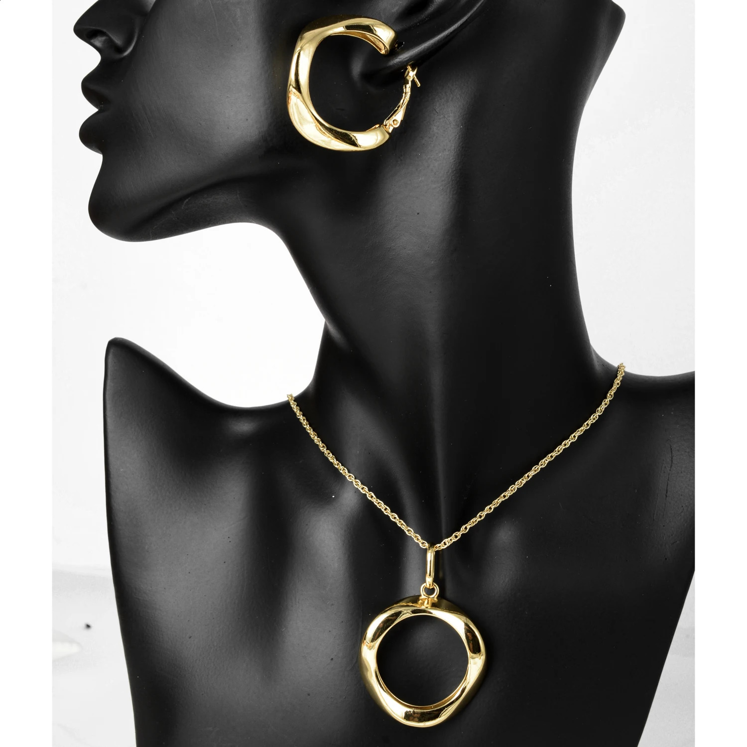 Sunny Jewelry Sets Gold Color Copper Round Earrings Pendent Necklace For Women For Wedding Party Gift Classic 241226