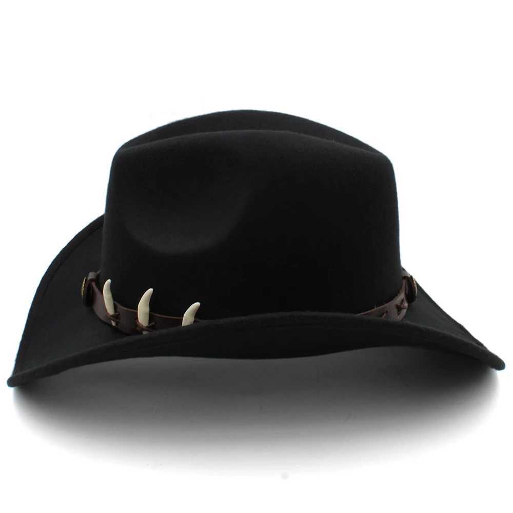 3-Size Parents Children Boys and Girls Western Cowboy Hat Width Brim Panama Sunhats Wolf Teeth Fedora Cs Trilby Sombrero Party W241225