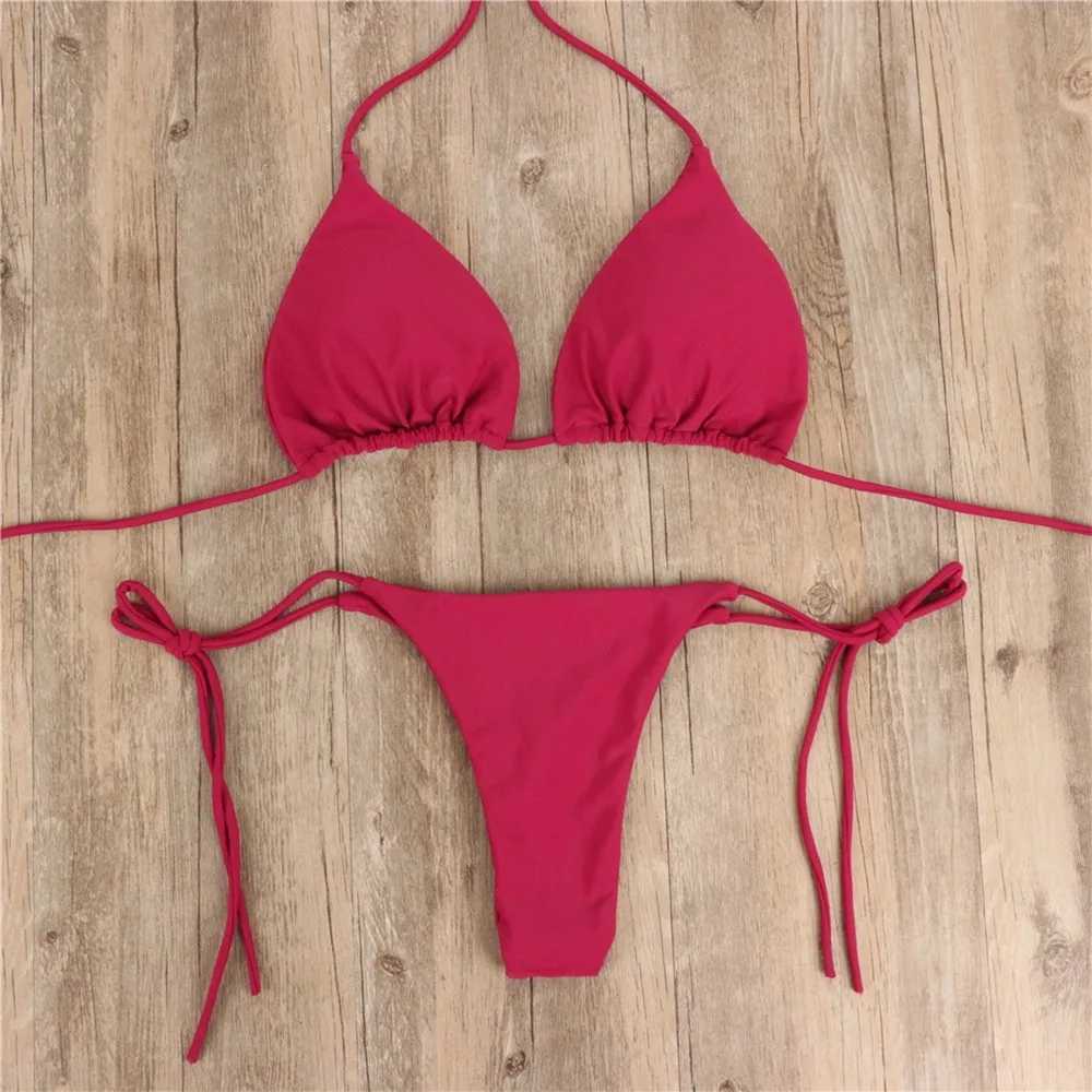 Brazilian swimsuit womens sexy bikini set push up pad bra two-piece swimsuit beach wear swimsuit womens swimsuitW241225