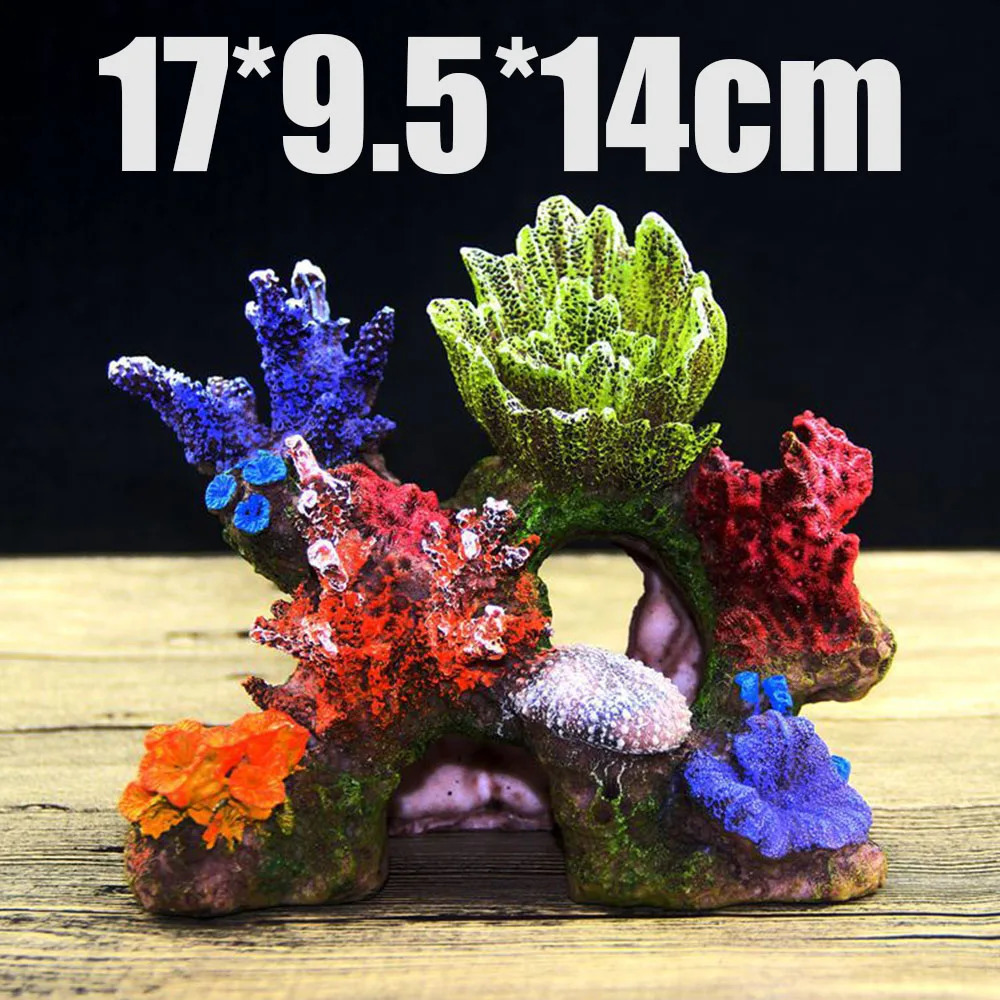 Resin Coral Plant Shell Reef Mountain Aquarium Ornament Fish Tank Cave Decor 241225