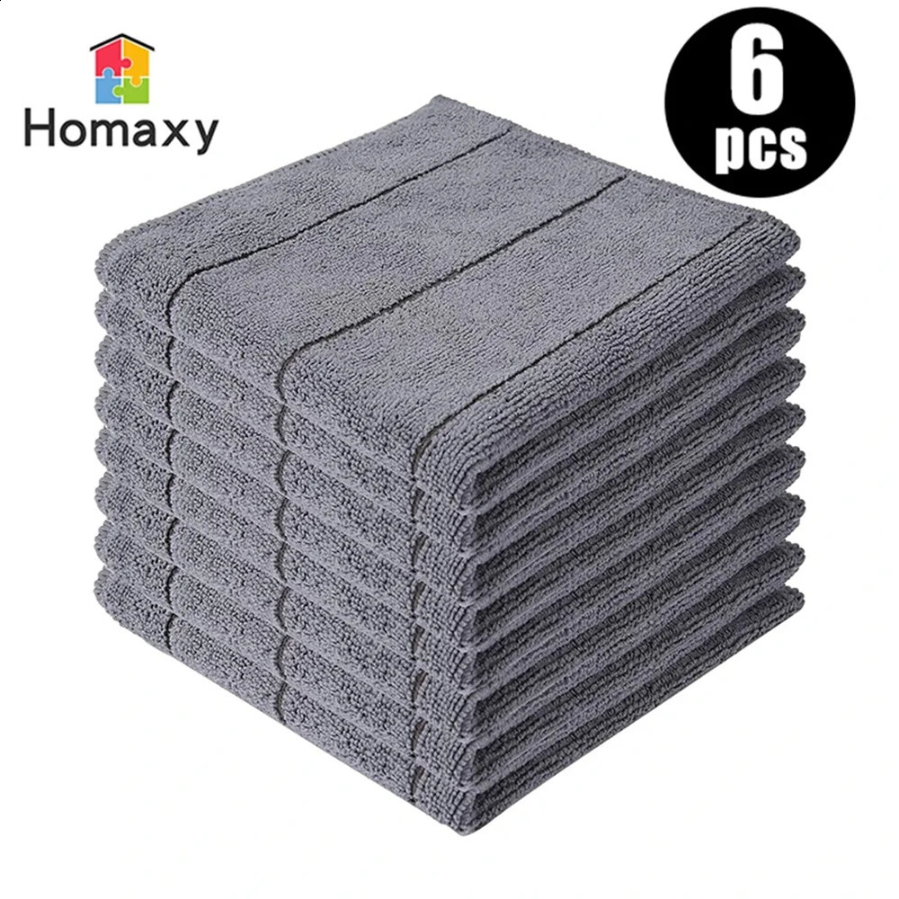 Homaxy 6pcs Microfiber Kitchen Towels Thickened Magic Dishcloth Home Cleaning Towel Soft Washcloth Polish Absorbent Clean Cloth 241226