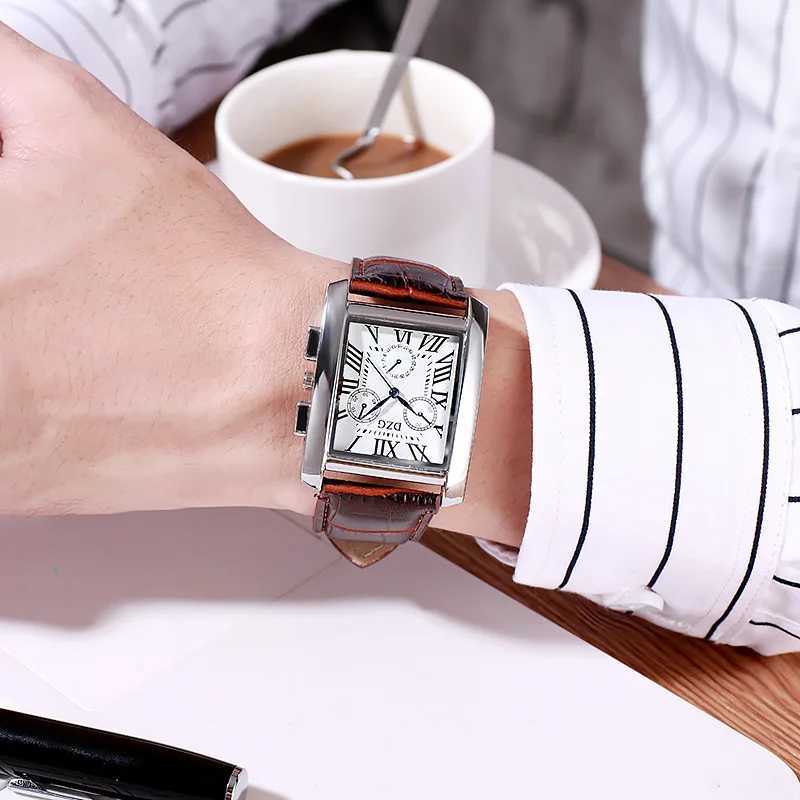 New Arrival Square mens watch commercial waterproof quartz leather watch mens watch mens watch Relogio Masculino hodinky erkek kol saati Z241226
