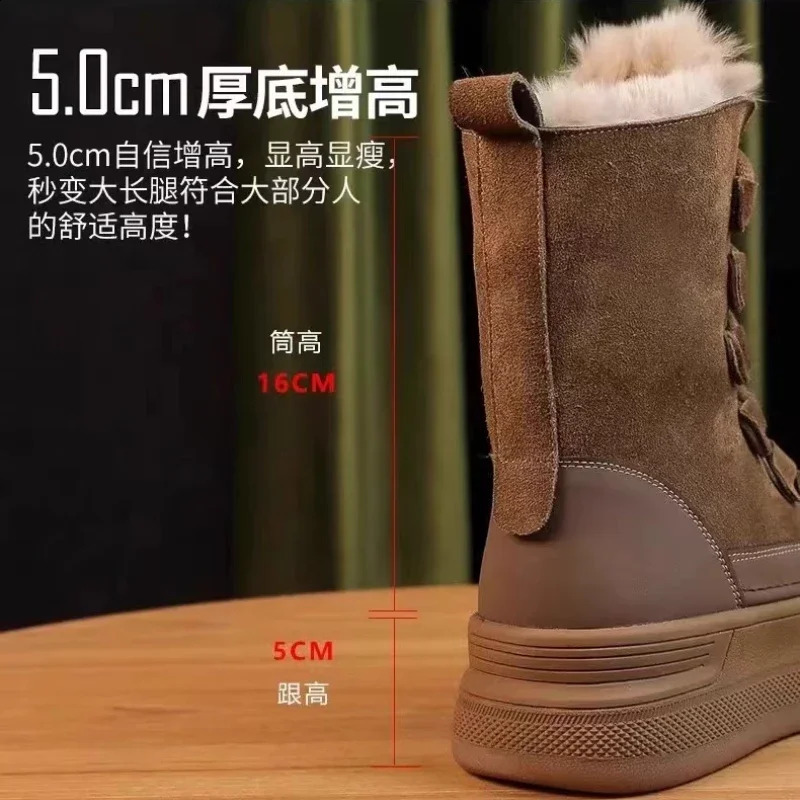 Platform Women Suede Ankle Snow Boots Flats Fur Warm Shoes Winter Short Plush Women Shoes Trend Chelsea Cotton Boots 241226