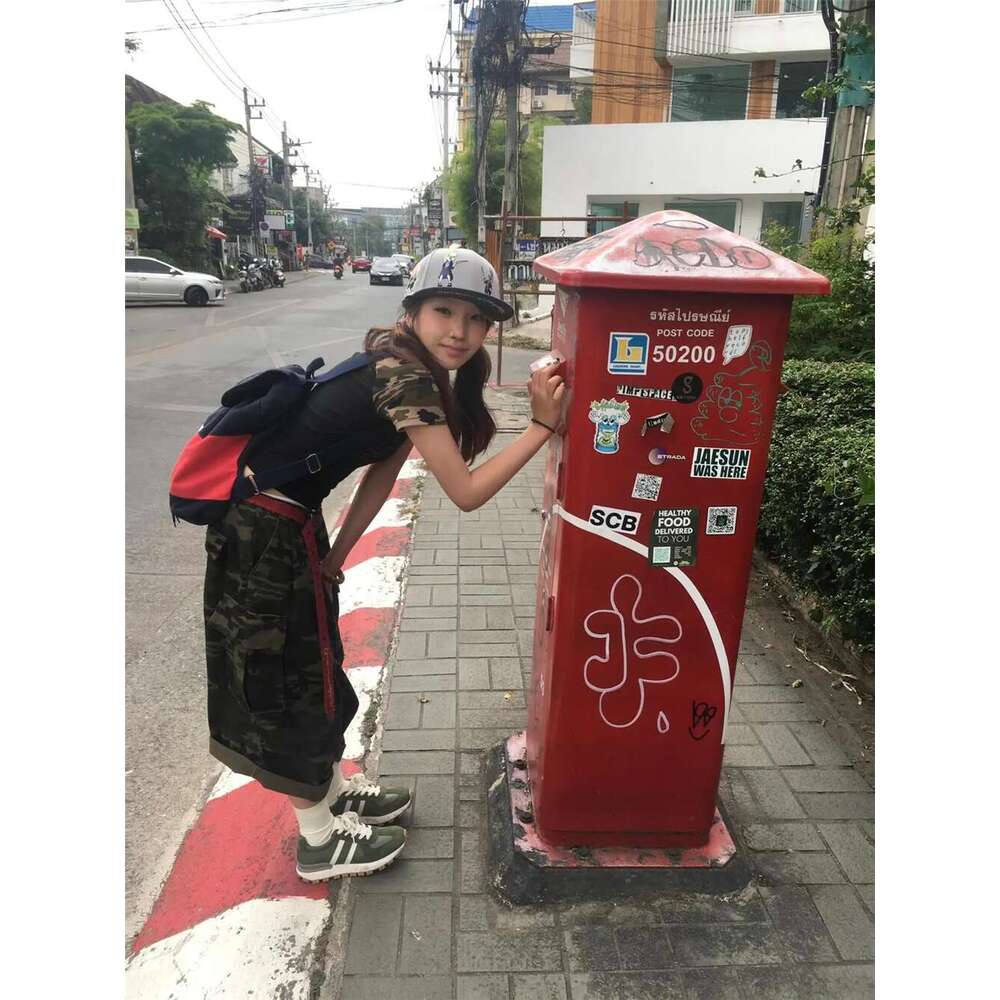 Punk Street Casual Summer Women Camouflage Haruku Vintage High Waist Loose Y2K Wide Leg Baggy Denim Shorts