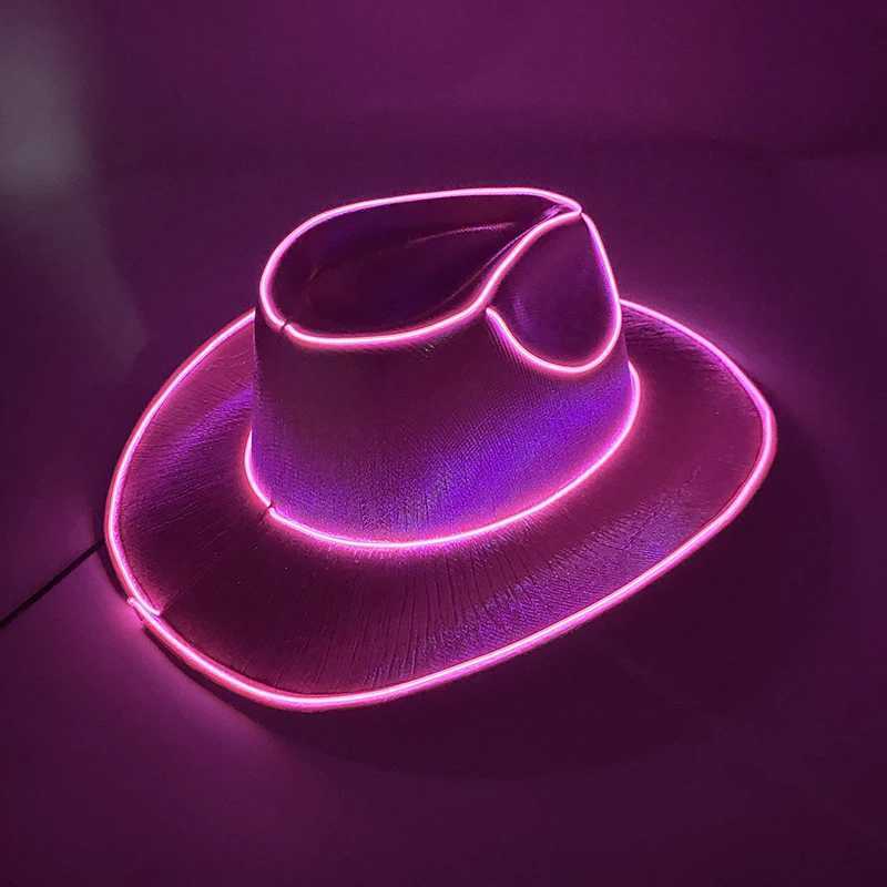 Wholesale LED hats travel beach makeup concerts neon lights Rave Gangster Accry Western LED cowboy hats Blinky Lights cowboy hats W241225