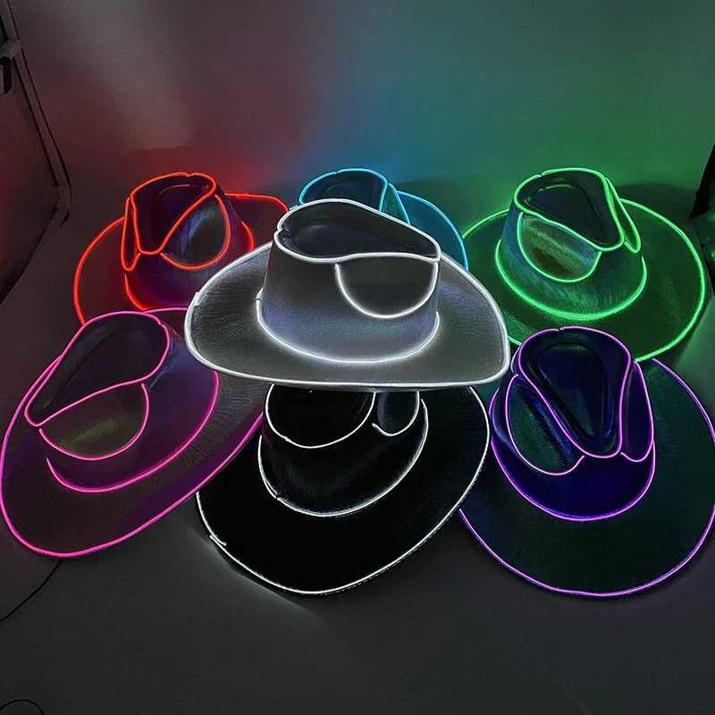 Revelry Party LED luminous color cowboy hat bar nightclub dance disco decoration luminous hat neutral magic cowboy hat. W241225