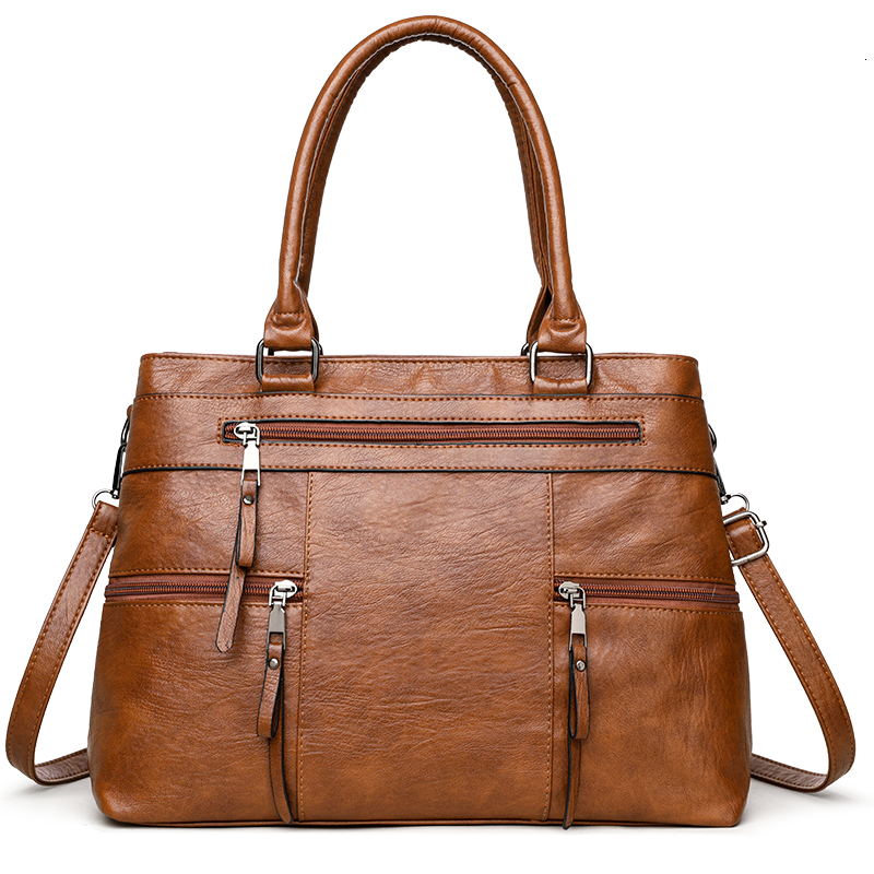 Large Capacity Soft Leather Pillow 2024 New Retro Handbag Boston Bag Casual One Shoulder Diagonal Cross Mom Bags Sac A Main