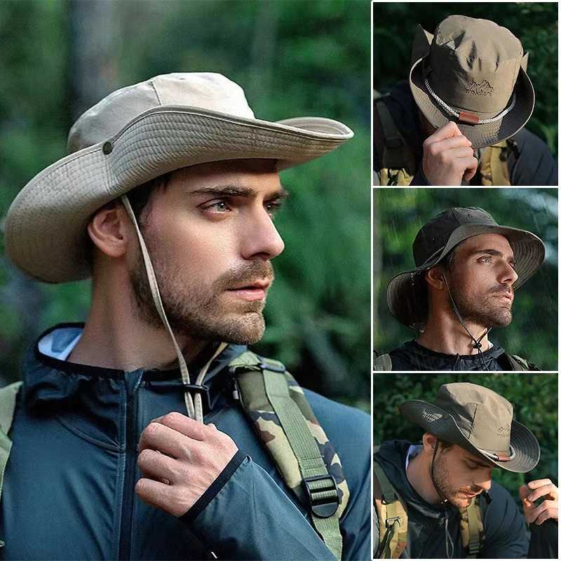 Outdoor hiking hat fisherman hat womens summer sunscreen hiking sunset big head bib hat quick dry western cowboy hat W241225