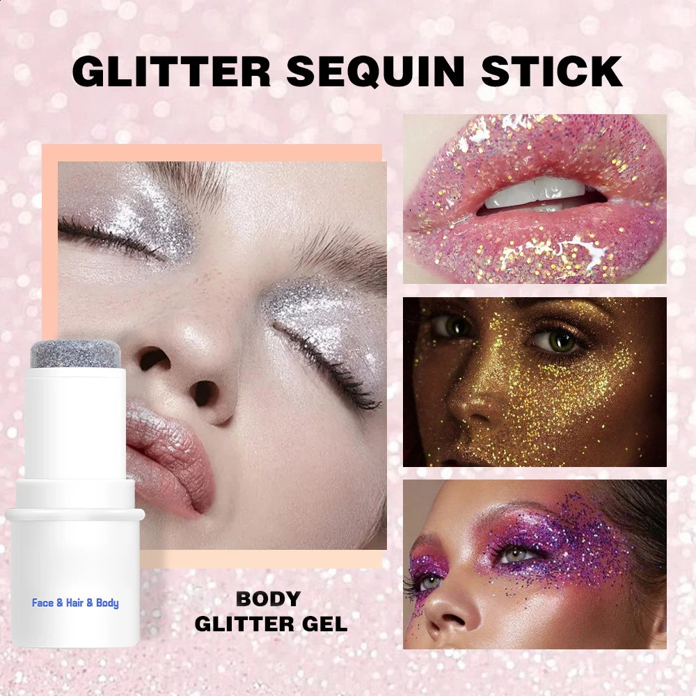 8pcs Body Glitter Stick Chunky Glitter Bar Makeup Sparkling Holographic Mermaid Sequins Paint Waterproof Multiuse Makeup Glitter 241226