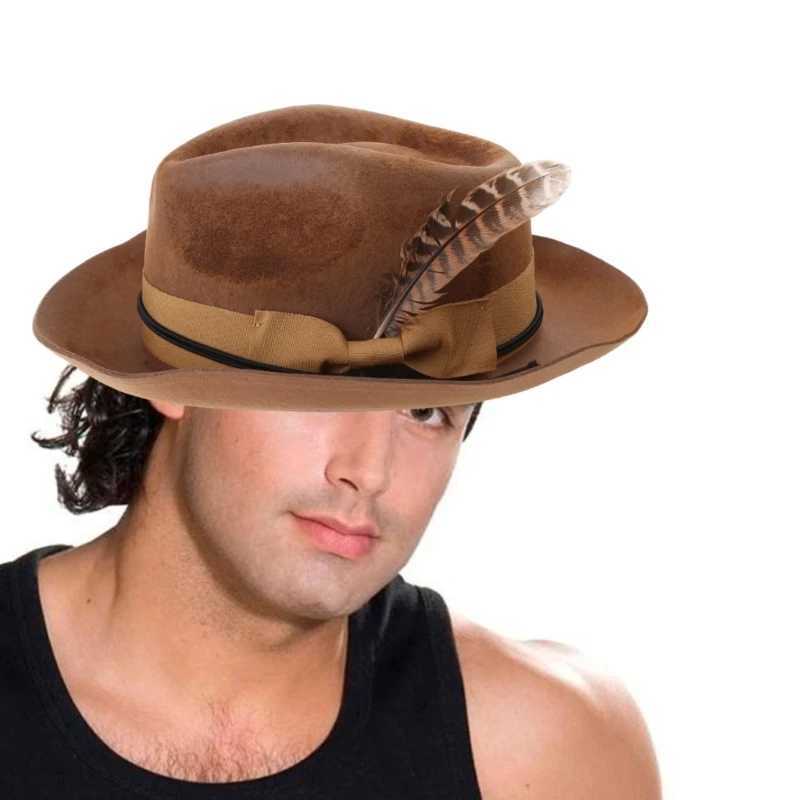 British style mens and womens one-third hats Distred Carnival wool one-third hats winter and autumn hats feather design W241225