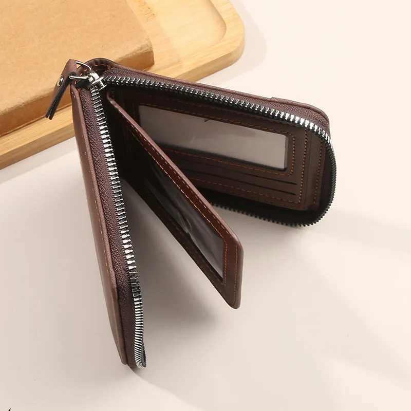 2025 new mens wallet short horiztal zipper three fold zero wallet casual buckle square bagXJ241225
