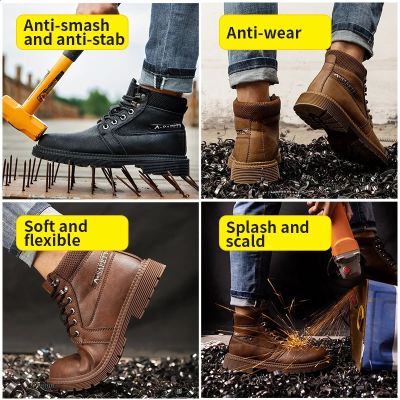 Fashion Men Work Safety Boots Safety Shoes Anti-smash Work Sneakers Safety Shoes Men Indestructible Work Boots 241226