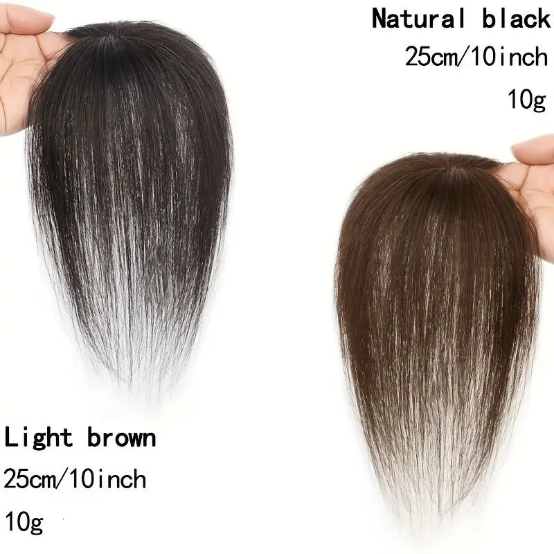 Womens Hand-Stitched Human Hair Topper Hairpiece Straight Hair Wiglet Concealer for Thinning Hair Breathable Volumizer Cover 241225