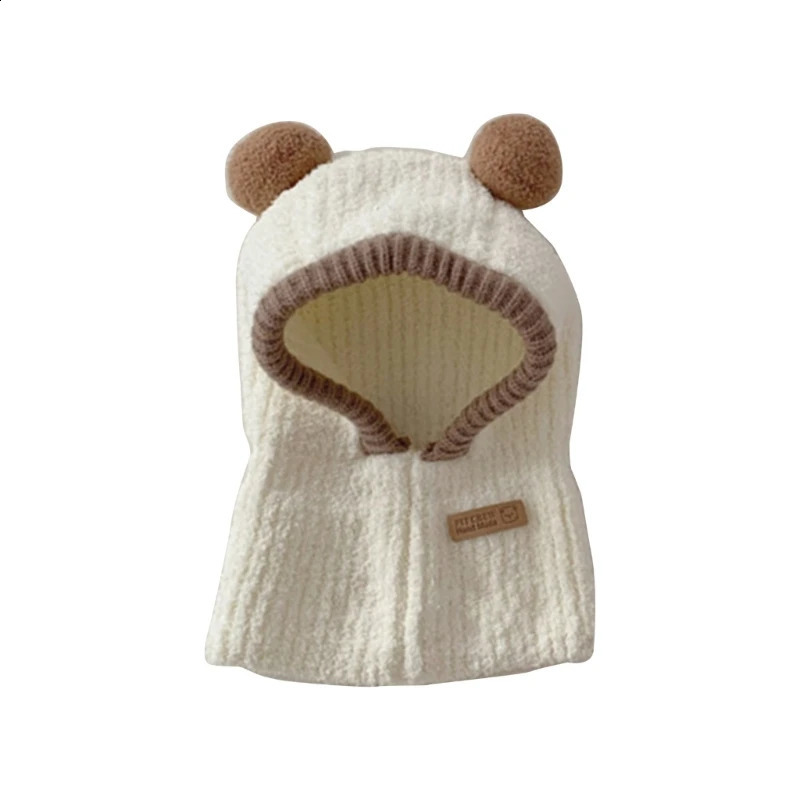 2 In 1 Baby Hat Scarf Integrated Warm Winter Earflap Beanie Neck Warmer with Pom Outdoor Essential for Boys Girls 241225
