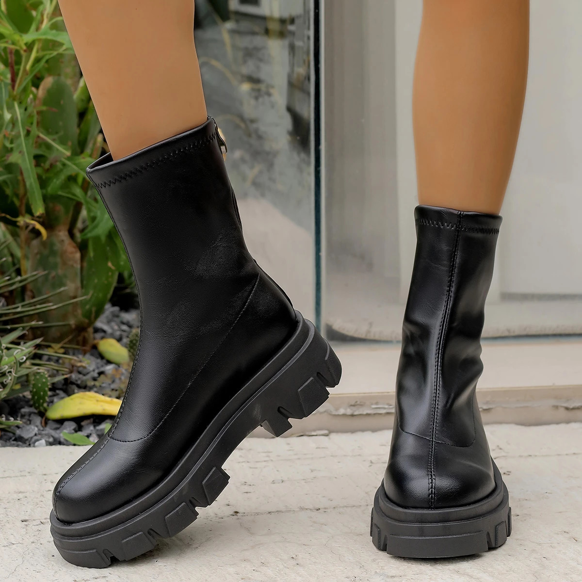 Women Chelsea Boots Winter Warm Comfortable Boots Women Non Slip British Style Zipper Goth Shoes for Women Botas De Mujer 241226