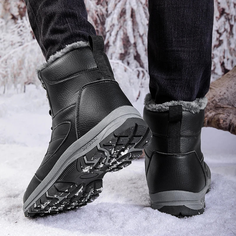 Winter Boots Mens Outdoor Waterproof Warm Boot High Quality Cotton Shoes Men Plush Ankle Nonslip Snow Sneakers 241225