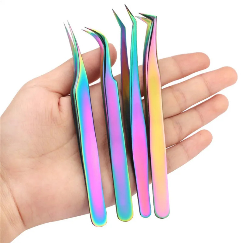 Eyelashes Tweezers Set False Eyelash Extension Supplies Professional Lash Tongs Pliers Volume Eyebrow Clip Makeup Nail Art Tools 241223