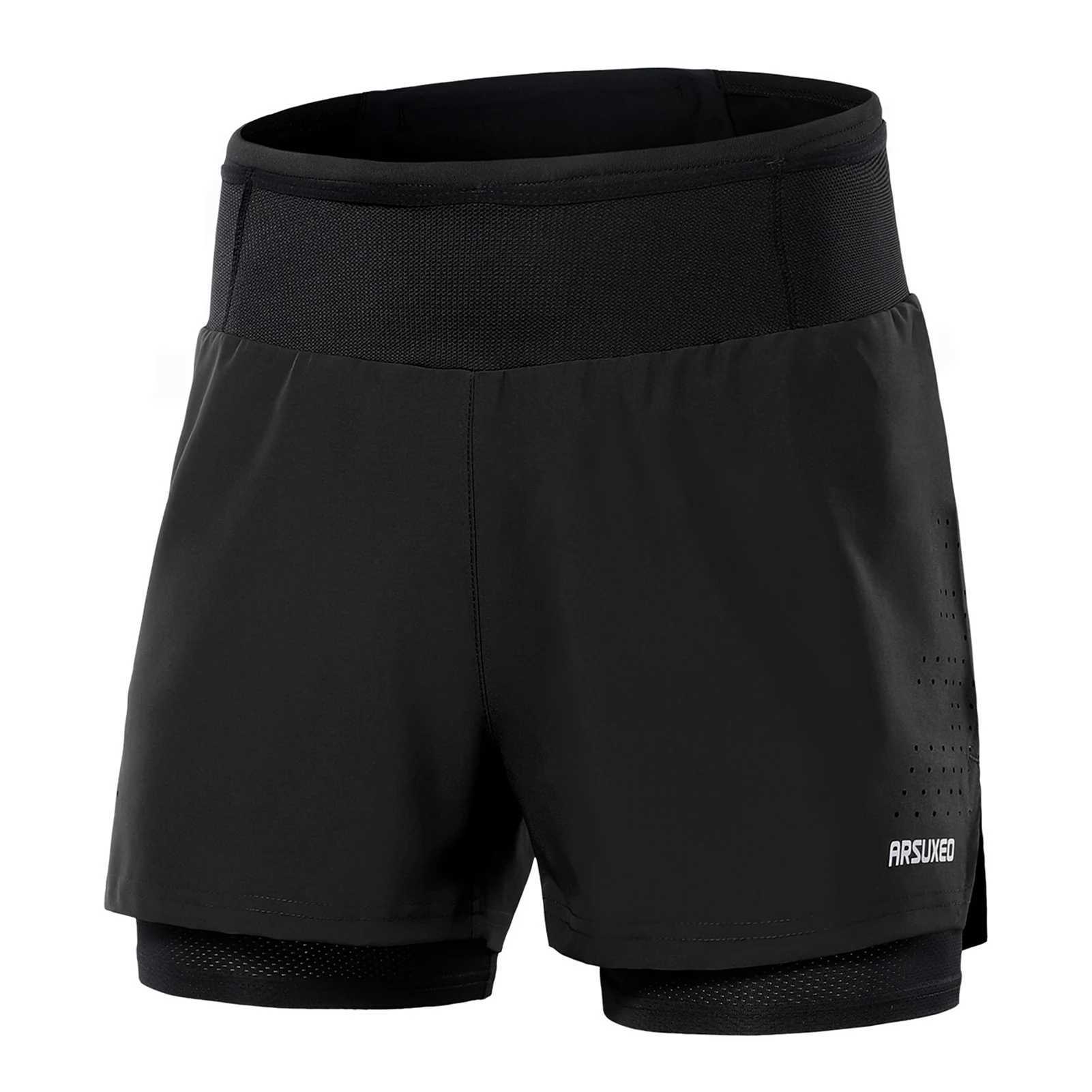 Men 2 in 1 Running Shorts High Waist Athletic Shorts Sport Shorts Workout Shorts with Pockets for Gym Jogging TennisXJ241226