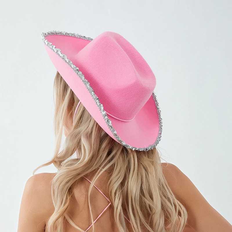 Latest Mens and Womens Wide Eaves Felt Hat Cowboy Cloth Hat Summer Wide Eaves Set Hat Classic Solid Color Fedora Party Hat W241225