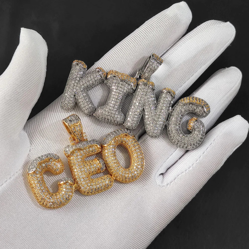 Hip Hop Custom Iced Out Personalized Initial Name Letter Zircon Diamond Pendant Necklace For Women Jewelry 241226