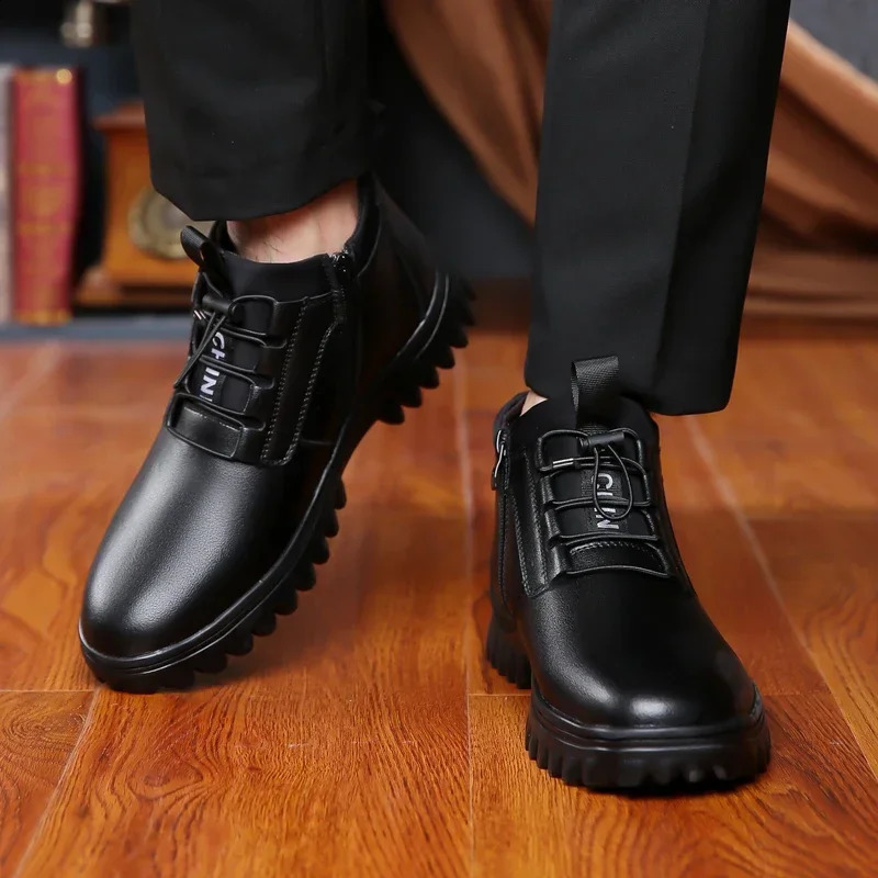 Sole Rubber Boots for Men Work Martin Black Snow Shoe for Men Boots Fur Ankle Winter Waterproof Fashion Boots for Men 241226
