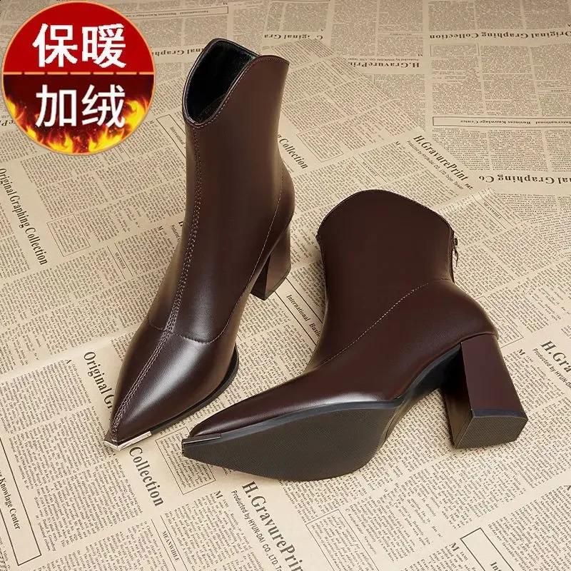Fall/winter Womens Petite Pointed Toe Thick Heel Short Boots French Style Ankle Boots Thigh High White Boots Gothic Shoes 241226