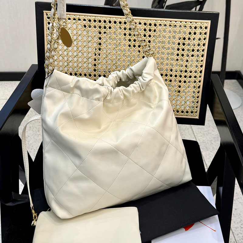 Designer 22 Garbage Bag Lambskin Leather 35x31cm Gold/Silver Coins Charm Letters Hardware Matelasse Chain with Purse Women Large Shoulder Cross Body Handbag