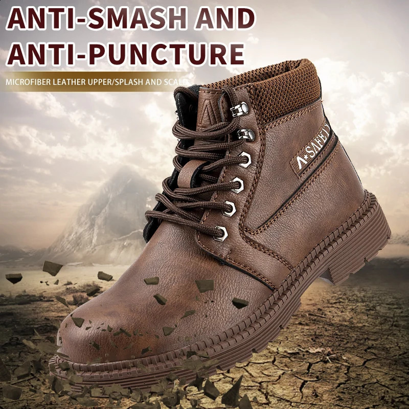 Fashion Men Work Safety Boots Safety Shoes Anti-smash Work Sneakers Safety Shoes Men Indestructible Work Boots 241226