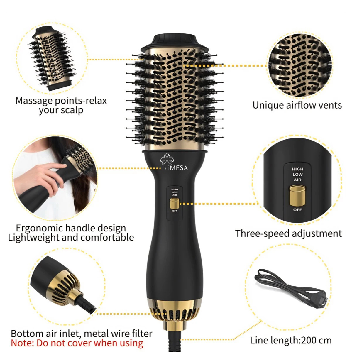imesa 4 in 1 Air Brush Volumizer PLUS 2.0multifunctional styler professional home straight curling iron Free storage bag 241225