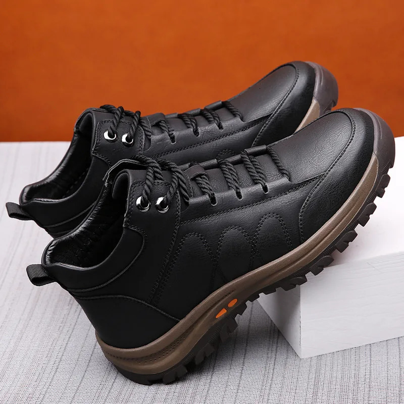 Autumn Winter Boots Men Genuine Leather Shoes Thick Sole Cow Male Snow Fashion Mens Ankle KA270 241225