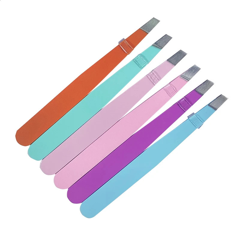 12 pcs/lot Eyebrow Tweezers Clamp Pincet Eyelash Stainless Steel Tongs Clip factory power Makeup Tools wholesale 241223