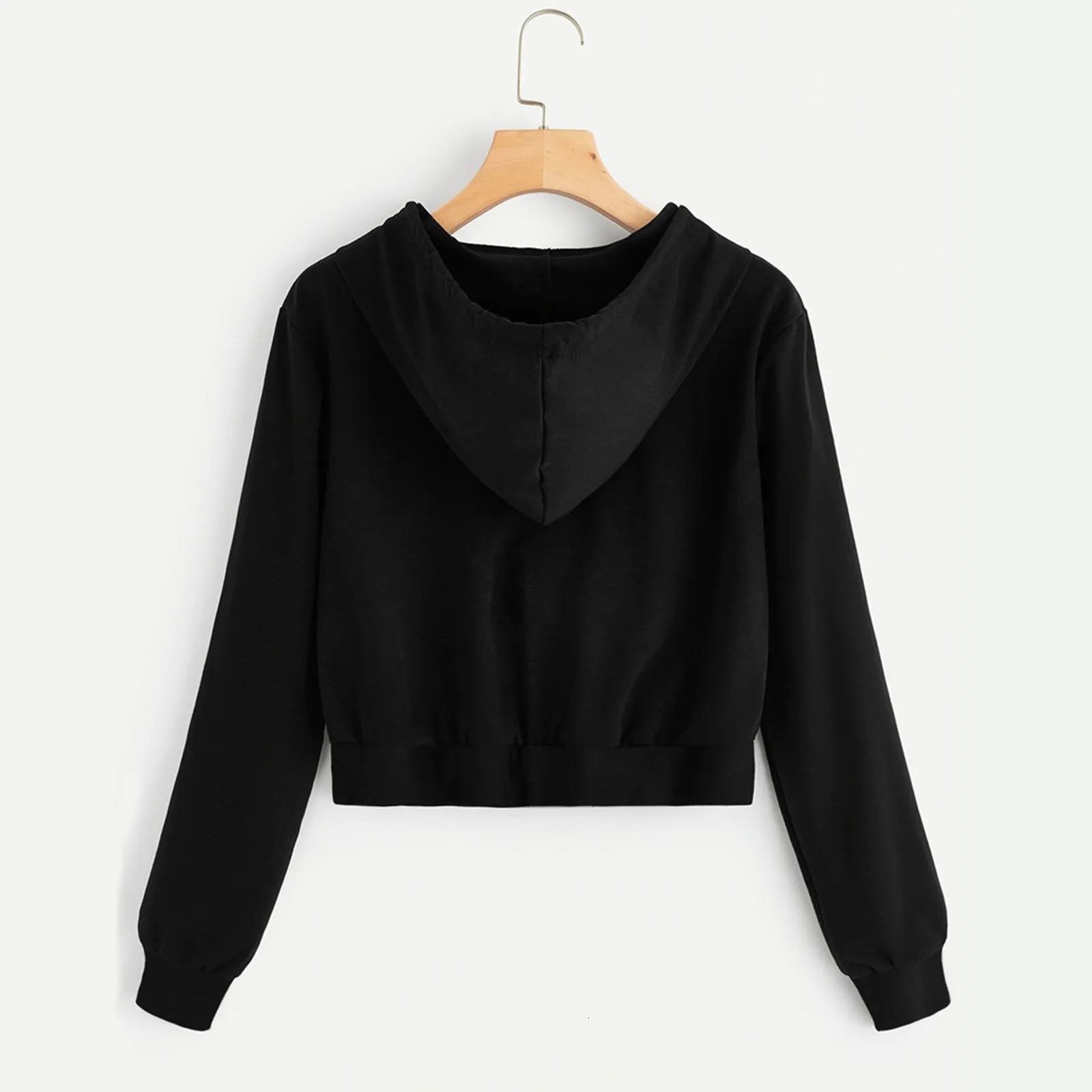 Zip Up Hoodie Women Solid Color Crop Top Y2k Aesthetic Hooded Tops Loose Leisure Academy Cardigan Tracksuits Autumn Sweatshirts 241225