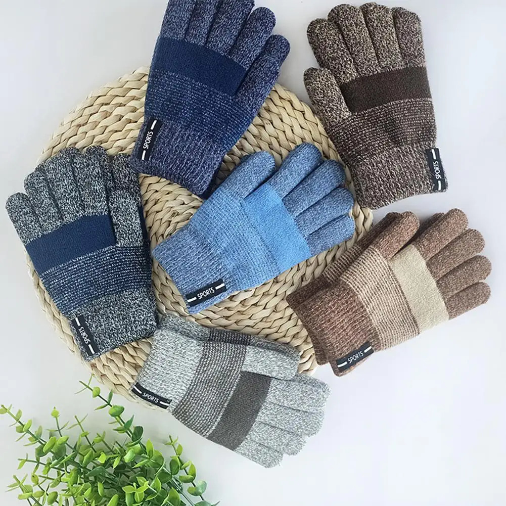 Knitted Thicken Kids Gloves Winter Keep Warm Children Baby Plush Furry Full Finger Mittens Soft for 711Years 241225