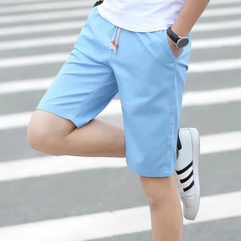 2024 Summer New 100% Cotton Solid Color Mens Shorts High Quality Casual Business Social Elastic Waist Mens Shorts 7-Color ShorXJ241226