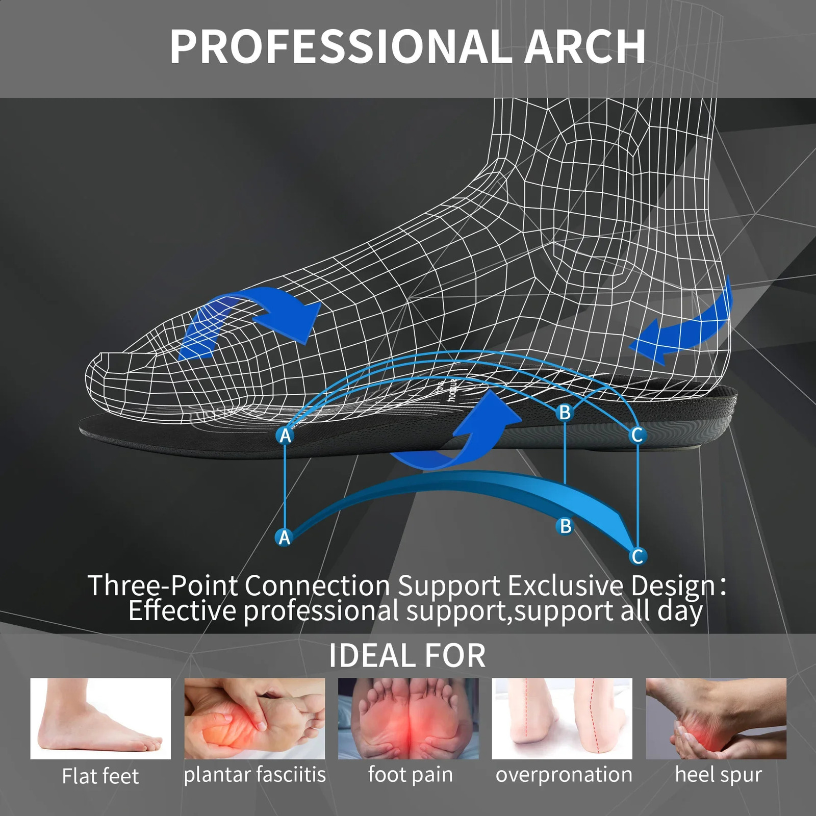 iFitna PU Plantar Fasciitis Pain Relief Orthopedic Insole Men Women Sneaker Flat Feet High Arch Support Ortic Insert Sole 241226