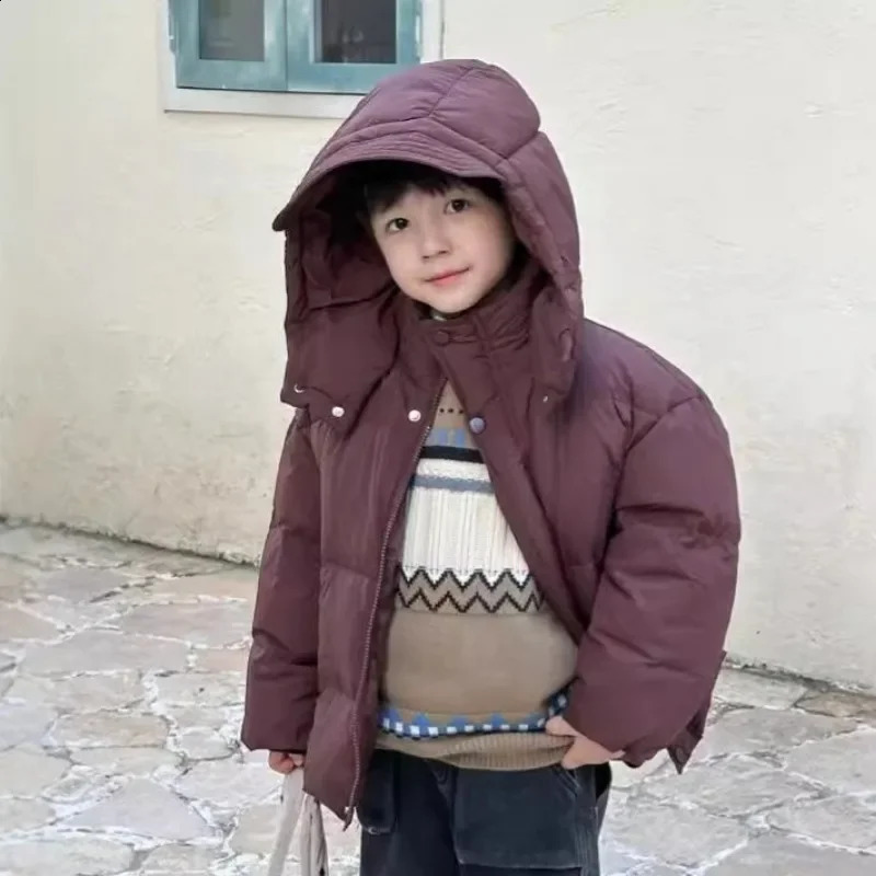 Childrens Winter Hooded Duck Down Jackets Kids Fashion Thicken Coats Baby Girs Solid Warm Outerwear Top Clothing for Teenagers 241225