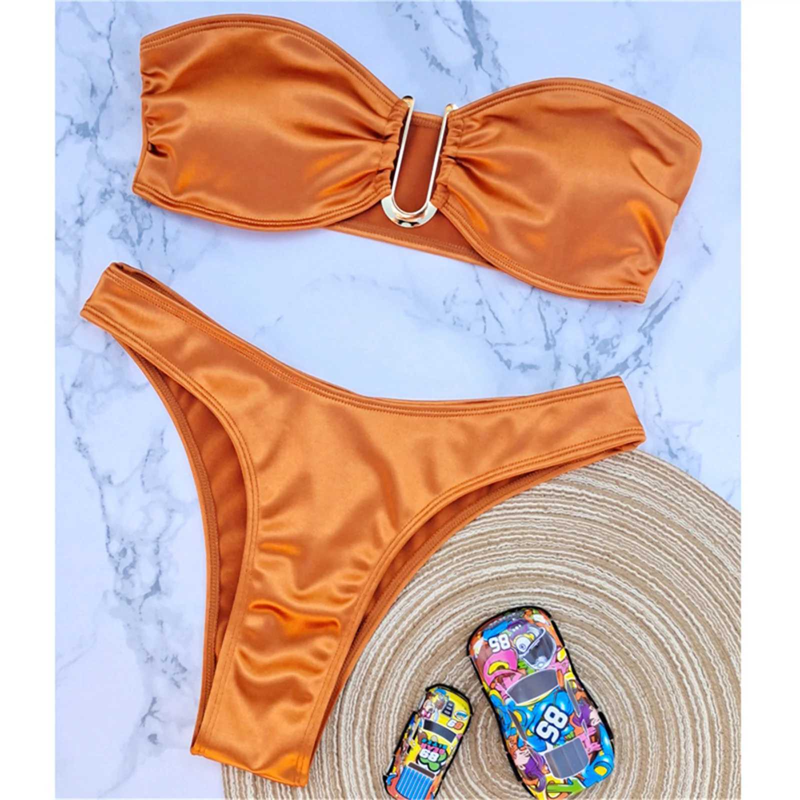 Strapless push up swimsuit womens sexy bikini set 2024 summer fashion mini bikini womens low waist mailboxW241225