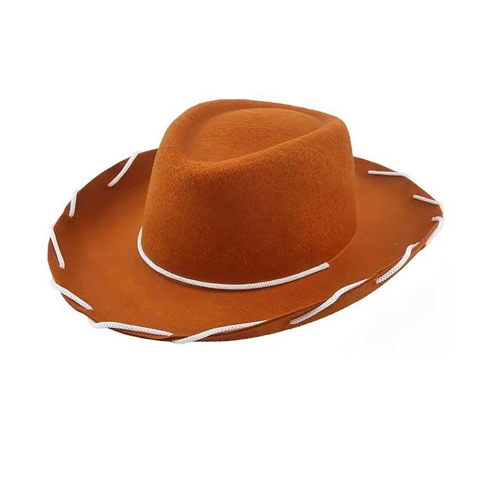New unisex childrens denim hat Fancy Dr Jazz Hat Fashion Cs Panama wide brown Western style Felt C Heear Fedora Hat N8O9 W241225