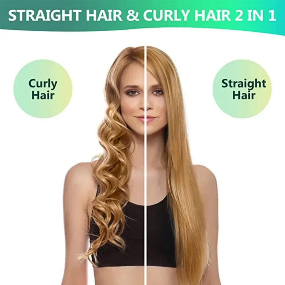 2 In 1 Electric Professional Negative Ion Hair Straightener Brush Curling Comb with Lcd Display Hair Curling Tool Straight Brush 241225