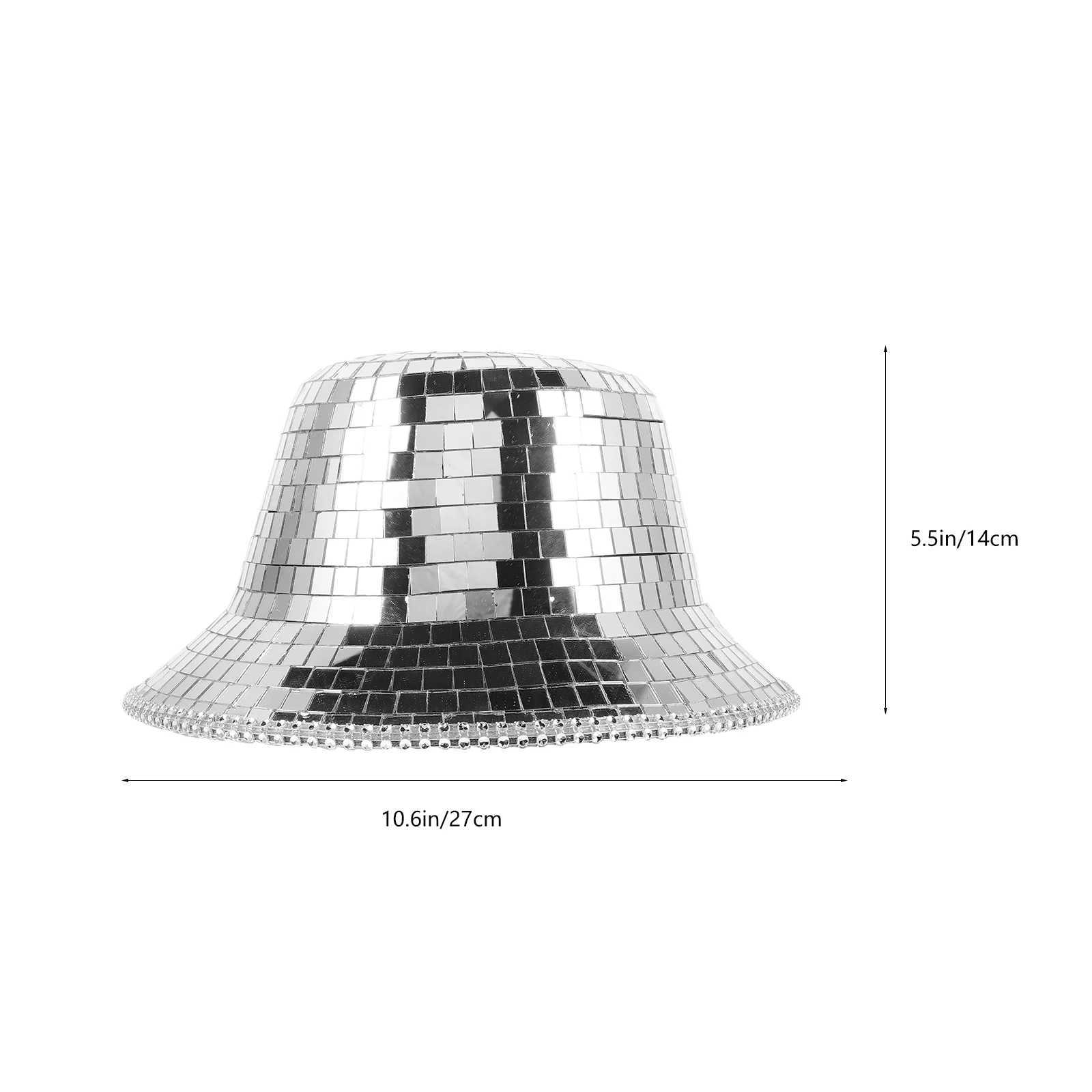 Reflective denim hat silver disco bucket mens sparkling clothing gold mirror tiles adult clothing sunshade dance party W241225