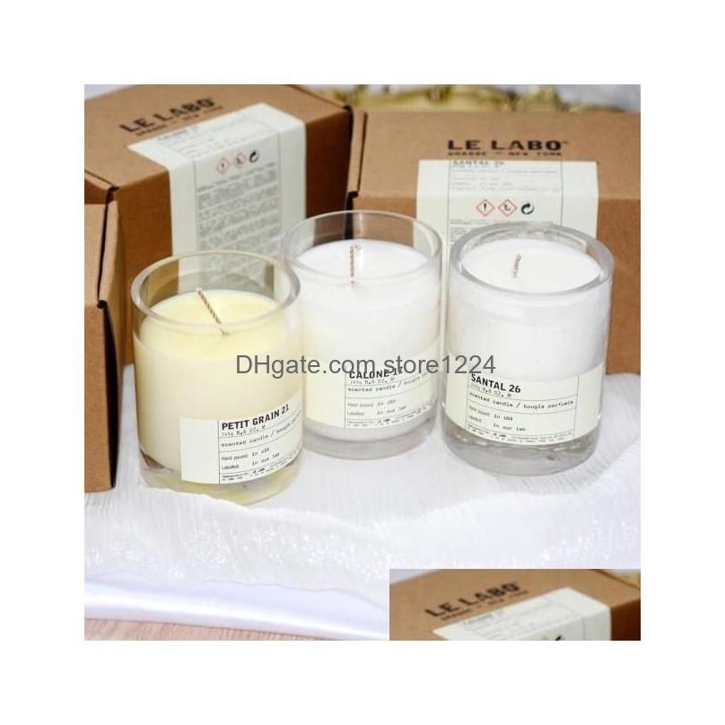 Candle 245G Santal 26 Cedre 11 Laurier 62 Petit Grain 21 Calone 17 Scented Candles Bougie Parfum Wax Grasse New York Long Last Drop D Ot4A2 w250411
