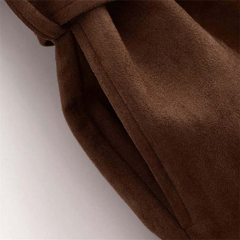 KEYANKETIAN 2024 AutumnWinter Womens With Belt Suede Coat Leisure style Single Breasted Pockets Greatcoat Blazer Outerwear 241225
