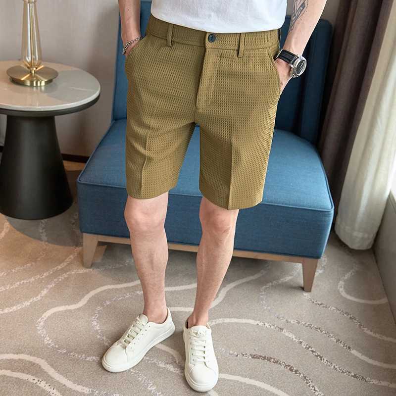 Fashionable mens elastic waist casual pants high-quality solid color shorts for summer 2024 solid color shorts and pants W241226