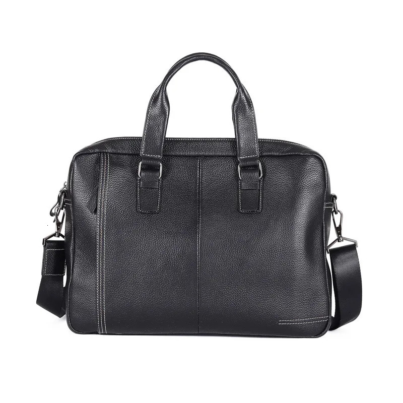 Natural Cowskin 100% Genuine Leather Mens Briefcase Fashion Large Capacity Business bag Black Shoulder Laptop Bag 241225